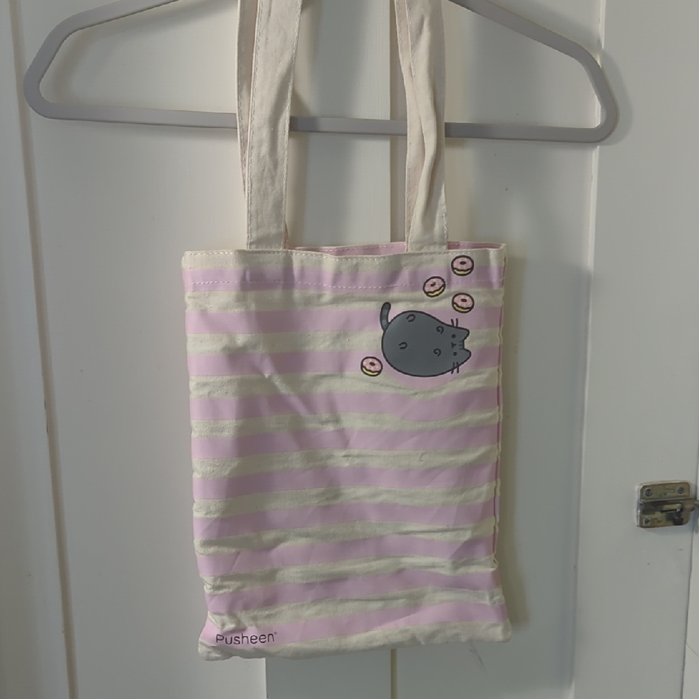 Pusheen Pastel Pink and Cream Striped Tote